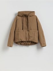 Kurtka z kieszeniami - brązowy. Brązowe kurtki damskie Reserved, l, bez wzorów, z tkaniny, bez kaptura. Za 229.99 zł.