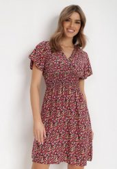 Granatowa Sukienka Aesampos. Niebieskie sukienki damskie Born2be, na lato, l, bez wzorów, bez kołnierzyka, bez ramiączek, mini, kopertowe. Za 59.99 zł.