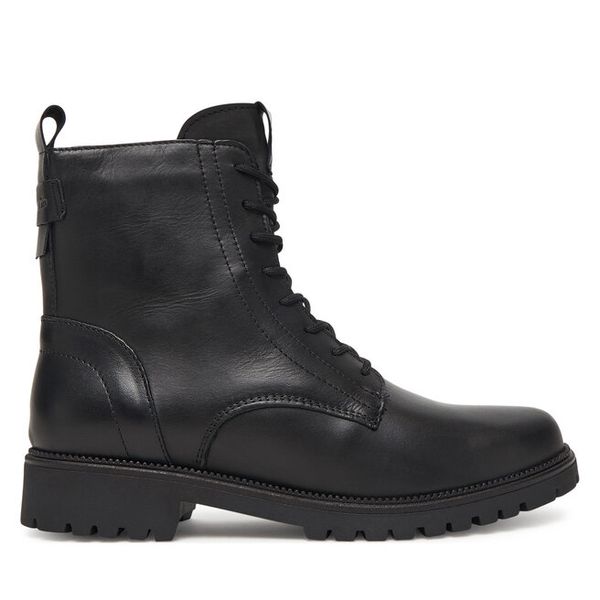 Botki Tamaris. Czarne botki damskie Tamaris, bez obcasa, na płaskiej podeszwie, bez zapięcia. Za 359.99 zł.