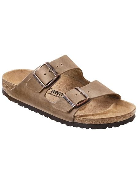 Birkenstock Skórzane klapki "Arizona" w kolorze jasnobrązowym rozmiar: 37. Brązowe klapki damskie Birkenstock, bez wzorów, bez obcasa. Za 421.67 zł.