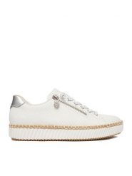 Rieker Tenisówki M2940-80 Biały. Białe trampki i tenisówki damskie Rieker, bez wzorów, z materiału. Za 359.99 zł.