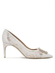 MALONE SOULIERS Szpilki Monroe 70-10 Biały. Białe szpilki MALONE SOULIERS, bez wzorów, z materiału, bez obcasa. Za 2,689.00 zł.