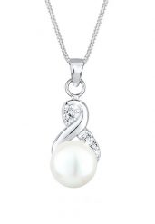 Elli Damski wisior nieskończoność elegancki z perłą hodowlana słodkowodną i kryształami w srebrze 925 Sterling Silver Naszyjniki 1 ct. Szare naszyjniki damskie Elli, srebrne. Za 268.99 zł.