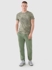 4F Spodnie casual męskie - khaki L. Brązowe spodnie materiałowe męskie 4f, bez wzorów, z bawełny, casualowe. W wyprzedaży za 89.99 zł.