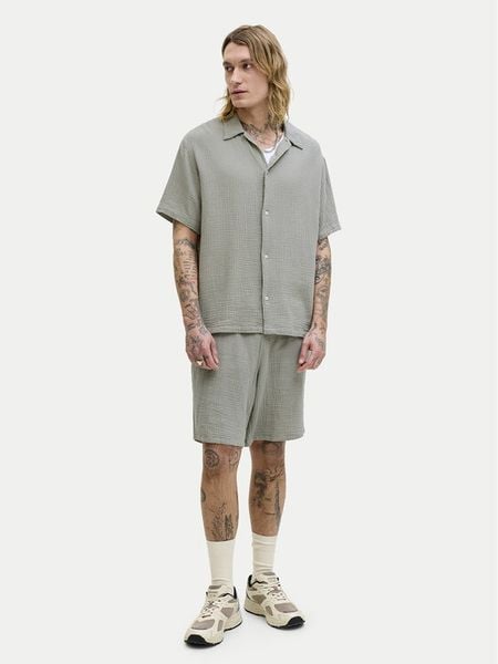 Jack & Jones Komplet koszula i szorty materiałowe Nantucket 12302220 Zielony Relaxed Fit. Zielone koszule męskie Jack & Jones, bez wzorów, z bawełny. Za 209.99 zł.