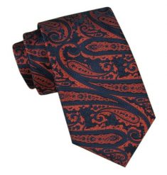 Modny Męski Krawat - Alties - Duży, Miedziany Wzór. Brązowe krawaty i muchy męskie Alties, bez wzorów, z tkaniny, eleganckie. Za 49.00 zł.