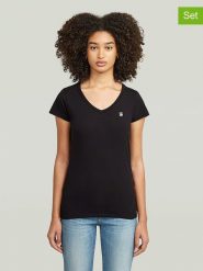 G-Star Koszulki (2 szt.) w kolorze białym i czarnym rozmiar: L. Białe t-shirty damskie G-Star, l, bez wzorów, z bawełny, bez kołnierzyka. Za 140.53 zł.