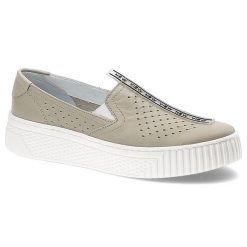 Beżowe Półbuty Pollonus Wygodne Damskie Buty Skórzane. Brązowe półbuty damskie Pollonus, z aplikacjami, ze skóry, bez obcasa, na platformie. Za 249.00 zł.