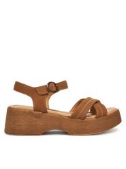 Lasocki Sandały WI23-NAGINA-09 Brązowy. Brązowe sandały damskie Lasocki, bez wzorów, z nubiku, bez obcasa, na płaskiej podeszwie. Za 143.99 zł.