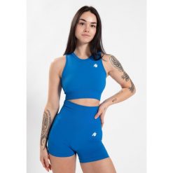 Olivia Bezszwowe Crop Top - Niebieski. Niebieskie topy sportowe damskie GORILLA WEAR, l, bez wzorów, bez ramiączek. Za 191.00 zł.