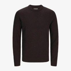 Sweter Jack & Jones Clambswool czekoladowa śliwka. Fioletowe swetry męskie Jack&Jones, bez wzorów, bez kołnierzyka. Za 296.06 zł.