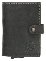 HIDE & STITCHES Skórzany portfel w kolorze antracytowym - 8 x 10 x 1,5 cm rozmiar: onesize. Czarne portfele męskie HIDE & STITCHES, bez wzorów, z materiału. Za 82.99 zł.