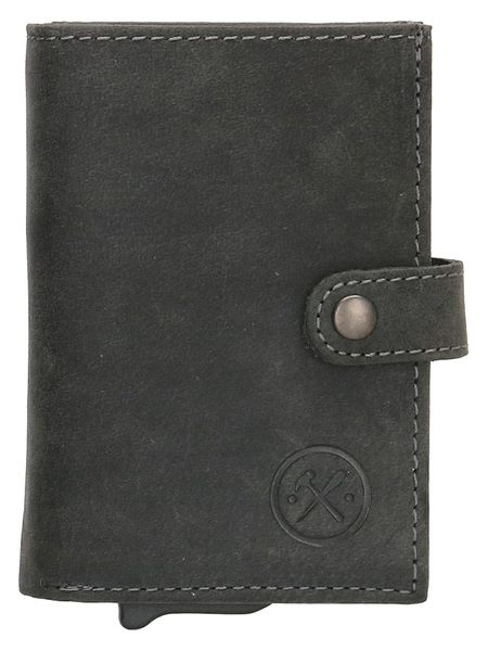 HIDE & STITCHES Skórzany portfel w kolorze antracytowym - 8 x 10 x 1,5 cm rozmiar: onesize. Czarne portfele męskie HIDE & STITCHES, bez wzorów, z materiału. Za 82.99 zł.