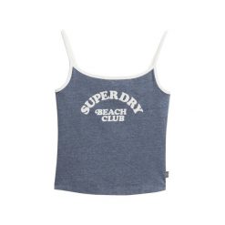 Damski tank top Superdry Essential. Niebieskie topy sportowe damskie Superdry., na lato, s, bez wzorów, z bawełny, bez ramiączek. Za 85.95 zł.
