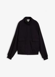 Bluza rozpinana z materiału scuba. Czarne bluzy bez kaptura damskie bonprix. Za 169.99 zł.