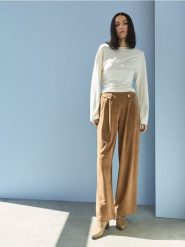 Spodnie wide leg z zakładkami - pomarańczowy. Brązowe spodnie materiałowe damskie Sinsay, bez wzorów. Za 49.99 zł.