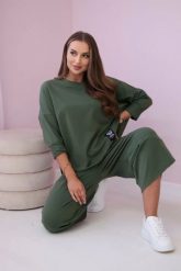 Komplet bawełniany bluza + spodnie ciemne khaki. Brązowe bluzy bez kaptura damskie KESI, l, z bawełny. Za 284.37 zł.