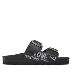 Klapki LOVE MOSCHINO. Czarne klapki damskie Love Moschino, bez wzorów, bez obcasa. Za 749.99 zł.