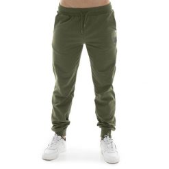 Spodnie dresowe z bawełna z kieszenie na trening. Zielone spodnie dresowe męskie LEONE 1947 APPAREL, bez wzorów, z bawełny. W wyprzedaży za 96.62 zł.