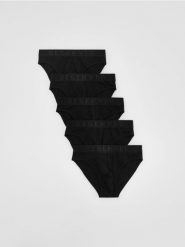Bawełniane slipy 5 pack - czarny. Czarne slipki męskie Reserved, bez wzorów, z bawełny. Za 99.99 zł.