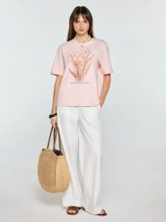 Koszulka damska z nadrukiem jasnoróżowa Lika 600. Czerwone t-shirty damskie Big Star, l, z aplikacjami, z dzianiny, bez kołnierzyka. Za 99.99 zł.