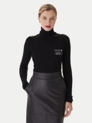 Elisabetta Franchi Golf MK-43B-57E2-V320 Czarny Regular Fit. Czarne golfy damskie Elisabetta Franchi, bez wzorów, z wełny, bez ramiączek. Za 999.99 zł.