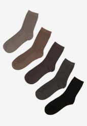 Wielokolorowe Bawełniane Skarpety Basic 5-pack o Gładkim Wykończeniu Seziena. Skarpetki męskie Born2be, z aplikacjami, z bawełny. Za 14.99 zł.