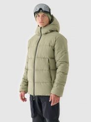 4F Kurtka narciarska membrana 5000 męska - khaki S. Brązowe kurtki męskie 4f, m, bez wzorów, z dzianiny, z kapturem, narciarskie. W wyprzedaży za 249.99 zł.