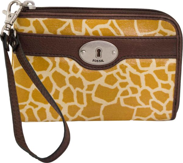Portfel damski Fossil skóra zamek clutch żyrafa brązowy. Brązowe portfele damskie Fossil, bez wzorów, ze skóry. Za 184.99 zł.