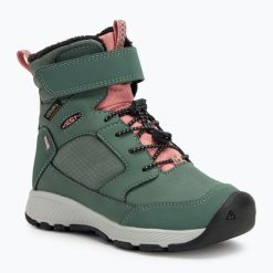 Śniegowce juniorskie KEEN Skua Winter WP forest elegance. Zielone buty zimowe męskie Keen, na zimę, bez zapięcia. Za 329.99 zł.