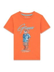 Guess T-Shirt N6GI04 K8HM4 Pomarańczowy Regular Fit. Brązowe t-shirty chłopięce Guess, z aplikacjami, z bawełny, bez ramiączek. Za 99.99 zł.