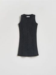 Sukienka z efektem sprania - czarny. Czarne sukienki dziewczęce Reserved, bez wzorów, z bawełny, bez ramiączek. Za 49.99 zł.