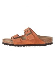 Birkenstock Skórzane klapki "Arizona" w kolorze pomarańczowym rozmiar: 36. Pomarańczowe klapki damskie Birkenstock, bez wzorów, ze skóry, bez obcasa. Za 324.95 zł.