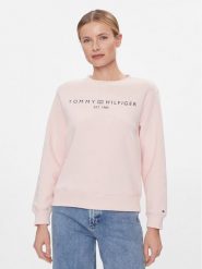 Tommy Hilfiger Bluza Logo WW0WW39791 Różowy Regular Fit. Czerwone bluzy bez kaptura damskie Tommy Hilfiger, xs, z bawełny. Za 259.99 zł.