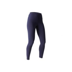 Legginsy Slim Gym & Pilates Stretch 100 damskie. Niebieskie legginsy damskie DOMYOS, l, bez wzorów, z bawełny, na fitness i siłownię. Za 19.99 zł.