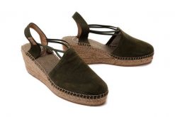 TONI PONS TREMP caqui khaki, sandały/espadryle damskie. Zielone sandały damskie Toni Pons, bez wzorów, bez obcasa, na koturnie. Za 209.93 zł.