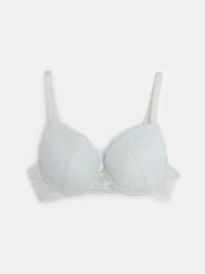 Koronkowy biustonosz push-up - błękitny. Niebieskie biustonosze Sinsay, bez wzorów, z koronki. Za 29.99 zł.