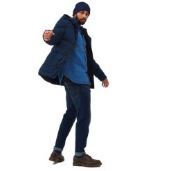 Męska Kurtka Ocieplana Falkner. Niebieskie kurtki męskie Regatta, l, z aplikacjami, z materiału, z kapturem. Za 157.99 zł.