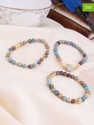 L'Atelier de Gaia Bransoletki (3 szt.) z kamieniami ozdobnymi i perłą rozmiar: onesize. Niebieskie bransoletki damskie L'Atelier de Gaia, z mosiądzu. Za 83.62 zł.
