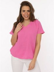 Zwillingsherz Muślinowa bluzka w kolorze różowym rozmiar: onesize. Różowe bluzki damskie Zwillingsherz, bez wzorów, z bawełny, bez kołnierzyka, bez ramiączek. Za 82.99 zł.