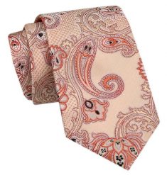 Modny Krawat Męski - Alties - Beż w Orientalny Wzór. Krawaty i muchy męskie Alties, bez wzorów, z tkaniny, eleganckie. Za 49.00 zł.