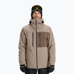 Kurtka snowboardowa męska Quiksilver Sycamore Solid 20K. Brązowe kurtki męskie Quiksilver, m, bez wzorów, z materiału, bez kaptura, snowboardowy. Za 860.70 zł.
