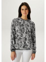 Aniston Bluzka w kolorze czarno-białym rozmiar: 46. Czarne bluzki damskie Aniston, bez wzorów, bez kołnierzyka, bez ramiączek. Za 173.99 zł.