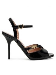 LOVE MOSCHINO Sandały JA16089G1MIH0000 Czarny. Czarne sandały damskie Love Moschino, bez wzorów, ze skóry, bez obcasa, na szpilce. Za 849.99 zł.