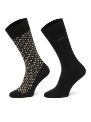 BOSS Skarpety długie 2P RS Monogram CC 50515141 Czarny. Czarne skarpetki męskie Boss, bez wzorów, z bawełny. Za 89.99 zł.