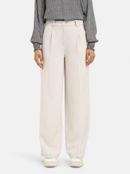 Milano Italy Spodnie w kolorze kremowym rozmiar: 38. Brązowe spodnie materiałowe damskie Milano Italy, bez wzorów, z materiału, z podwyższonym stanem. Za 217.99 zł.