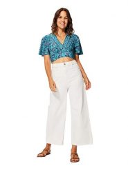 Ipanima Bluzka w kolorze turkusowo-granatowym rozmiar: 34-40. Niebieskie bluzki damskie Ipanima, bez wzorów, bez kołnierzyka, bez ramiączek. Za 43.99 zł.