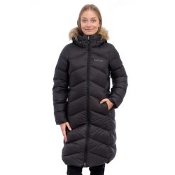 Płaszcz puchowy damski Montreaux. Czarne płaszcze damskie Marmot, s, bez wzorów, z puchu. Za 1,442.15 zł.