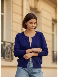 ASSUILI Kardigan w kolorze granatowym rozmiar: 40. Niebieskie kardigany damskie Assuili, bez wzorów. Za 100.99 zł.