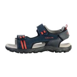 Sandały GEOX JR SANDAL STRADA A Niebieski. Niebieskie sandały damskie Geox, ze skóry, bez zapięcia. Za 152.99 zł.